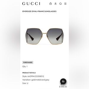Gucci Women's Sunglasses with Gold Frame